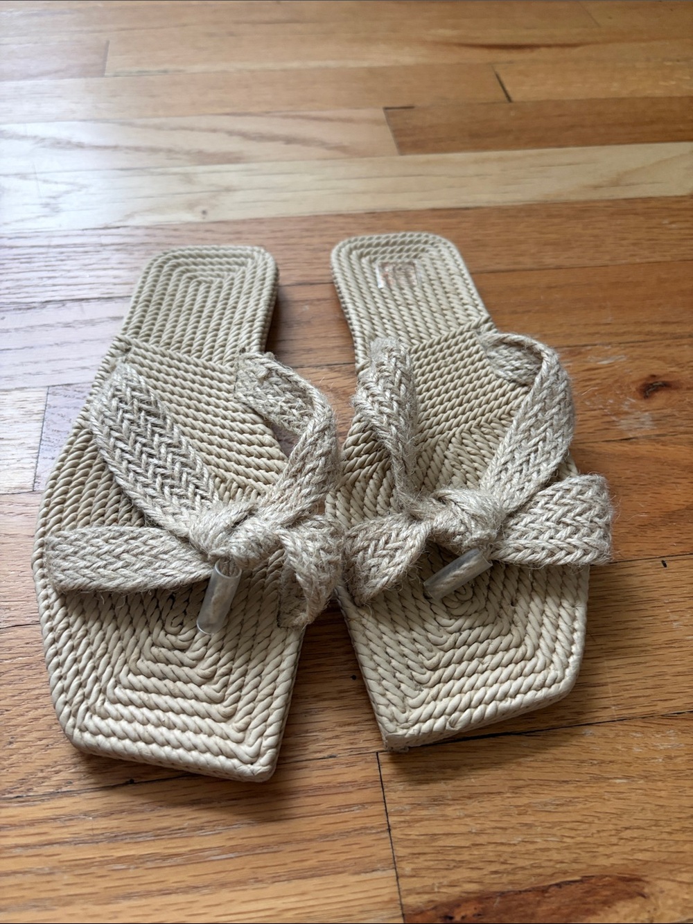 womens braided rope sandals with bow detail brand new sz 38 US sz 7-7.5 tan